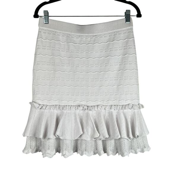 Jonathan Simkhai White Classic Knit Ruffle Layered Mini Skirt Size Medium New! - Picture 4 of 6